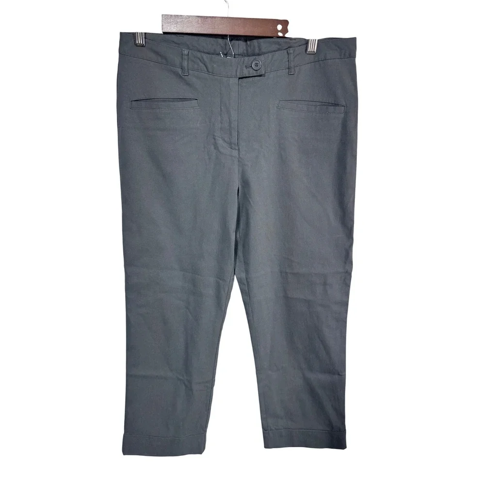 Worthington Women 12 Gray Pants Cropped Cuffed Dress Slacks Professional